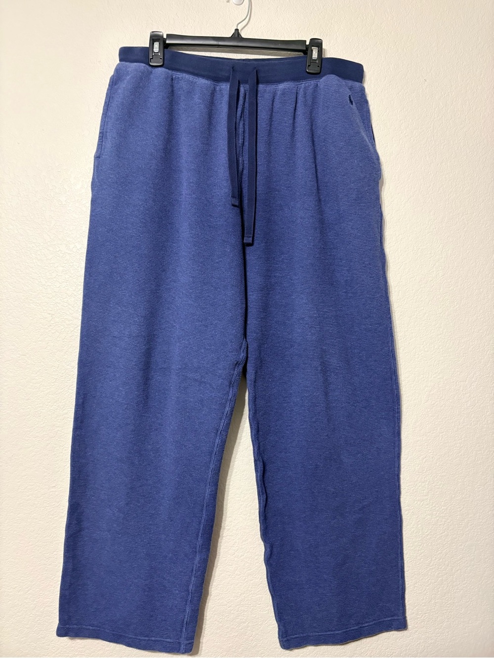 Men’s Polo Ralph Lauren Classic Blue Cotton Waffle Lounge Pants Drawstring Waist